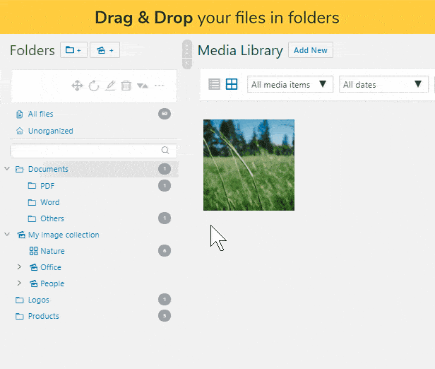 Real Media Library - Drag & Drop Your Files in Folders